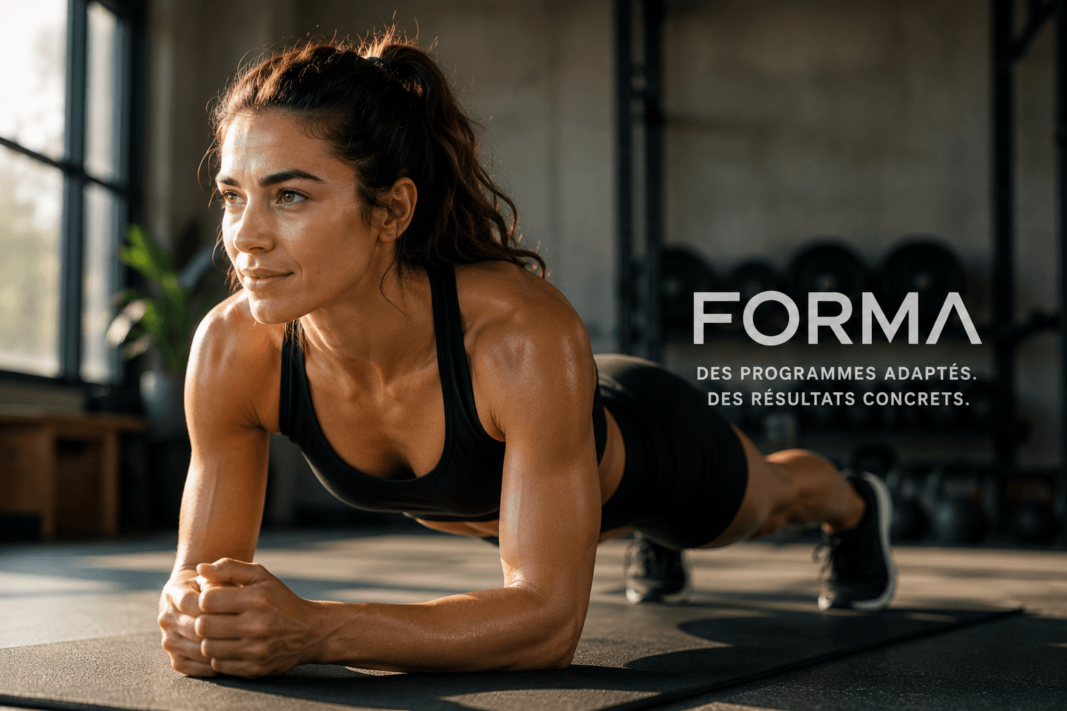Athlète en pause sur un banc dans une salle de sport