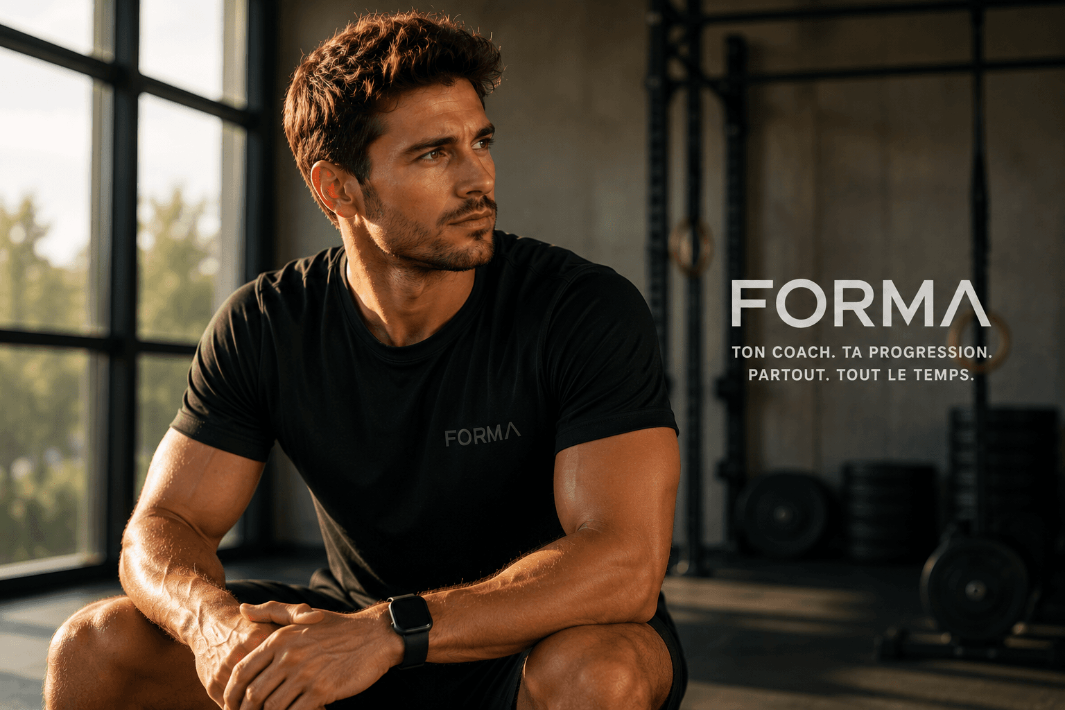 Athlète en gainage sur tapis
